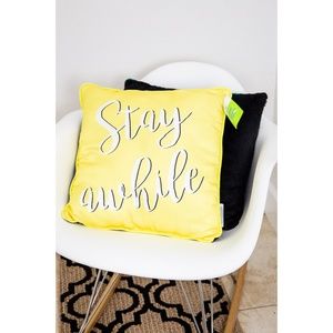 Stay Awhile Yellow Flannel Sequin Pillow Set